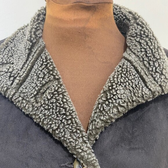 LL Bean Vintage Chocolate Brown Faux Suede Sherpa Lined Vest Size Small Reg - Picture 3 of 9